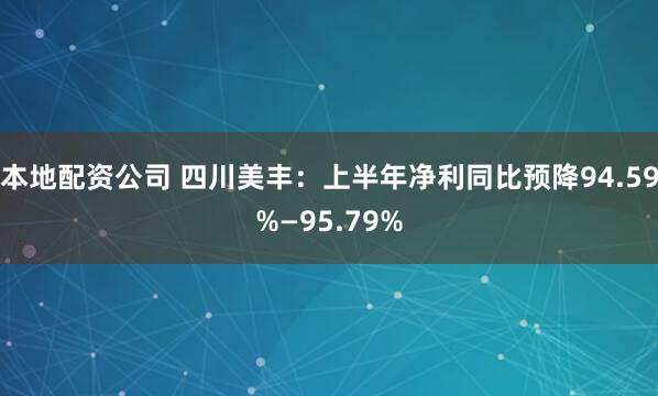 本地配资公司 四川美丰：上半年净利同比预降94.59%—95.79%